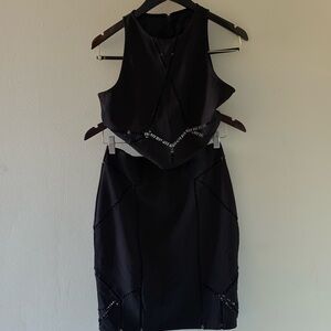 H&M Black Mini Dress with Beaded Accents